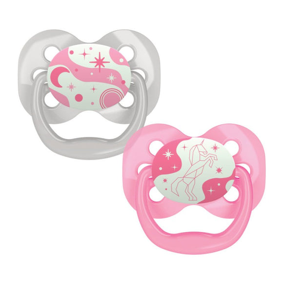 Dr. Brown’s™ Advantage™ Glow-in-the-Dark Pacifiers - Stage-1(0-6 months) - Pink