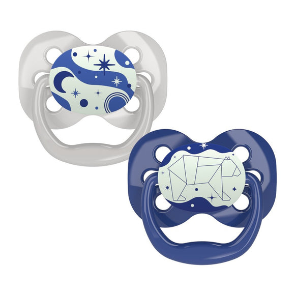 Dr. Brown’s™ Advantage™ Glow-in-the-Dark Pacifiers - Stage-1 (0-6 months) - Blue