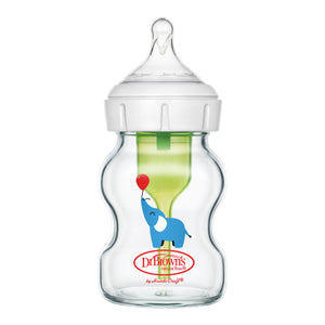 Dr. Brown’s Natural Flow® Anti-Colic Options+™ Wide-Neck GLASS Baby Bottle, with Level 1 Slow Flow Nipple