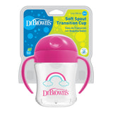 Dr.Brown's 180 ml Soft-Spout Transition Cup w/ Handles - Pink Deco (6m+), 1-Pack