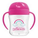 Dr.Brown's 180 ml Soft-Spout Transition Cup w/ Handles - Pink Deco (6m+), 1-Pack